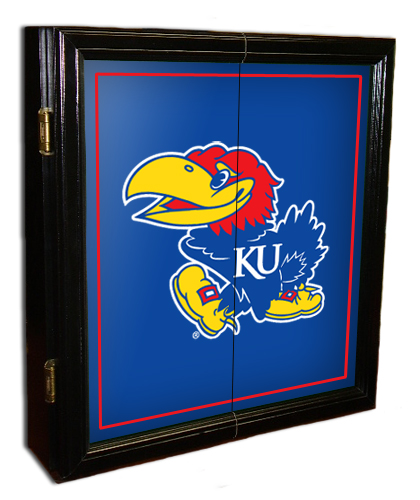 Kansas Jayhawks MVP Dart Board Cabinet