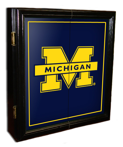 Michigan Wolverines MVP Dart Board Cabinet