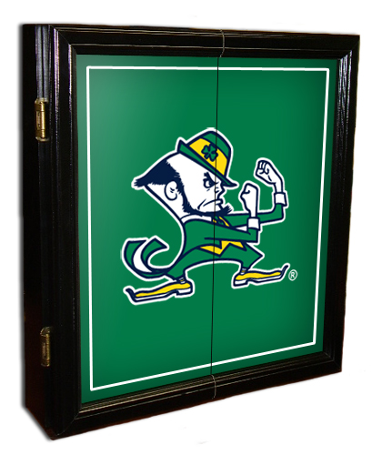 Notre Dame Leprechaun MVP Dart Board Cabinet 