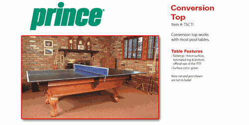 Prince Table Tennis Pool Table Conversion Top