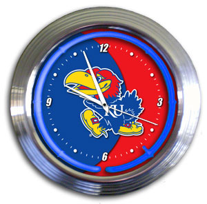 Kansas Jayhawks 14 Inch Neon Clock