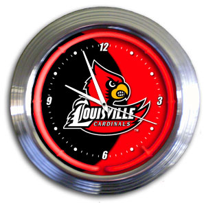 Louisville Cardinals 14 Inch Neon Clock