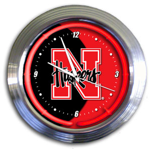 Nebraska Cornhuskers 14 Inch Neon Clock