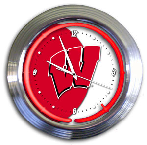 Wisconsin Badgers 14 Inch Neon Clock