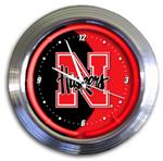 Nebraska Cornhuskers 14 Inch Neon Clock